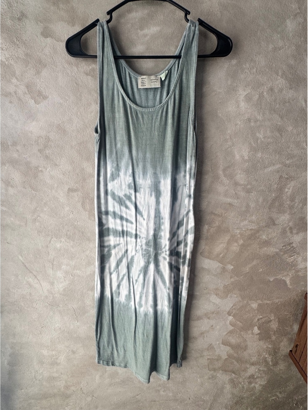 Anthropologie Saturday Sunday Tie Dye Maxi Dress Gray White Size M